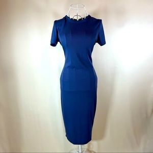 Ribbed Cotton Stretch T-shirt dress - Navy